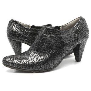 Ron White Leather Patent Ankle Shoe Shootie Black Reptile Eyelash Holographic 42